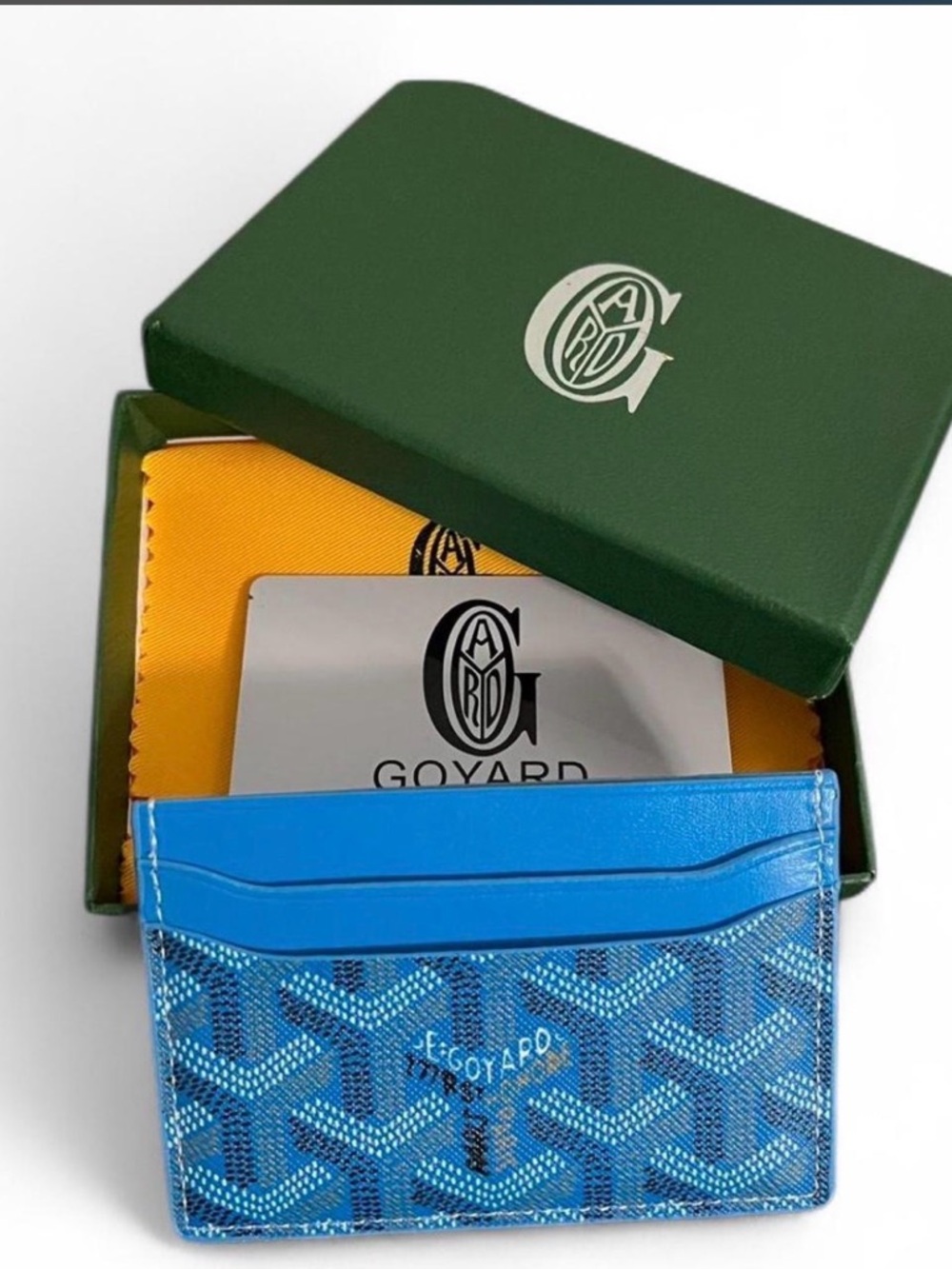 Goyard Blue Patterned Card Holder with Bright Blue Trim - Picture 2 of 3